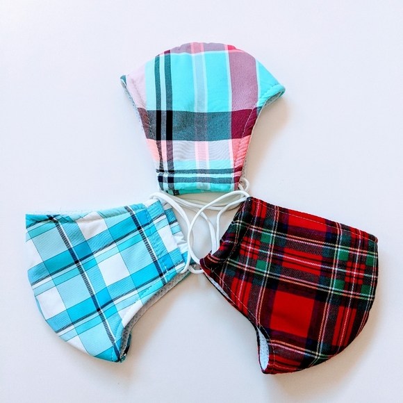 Hand Crafted Accessories - Set 3 Stripe design Face Masks, 3 layers